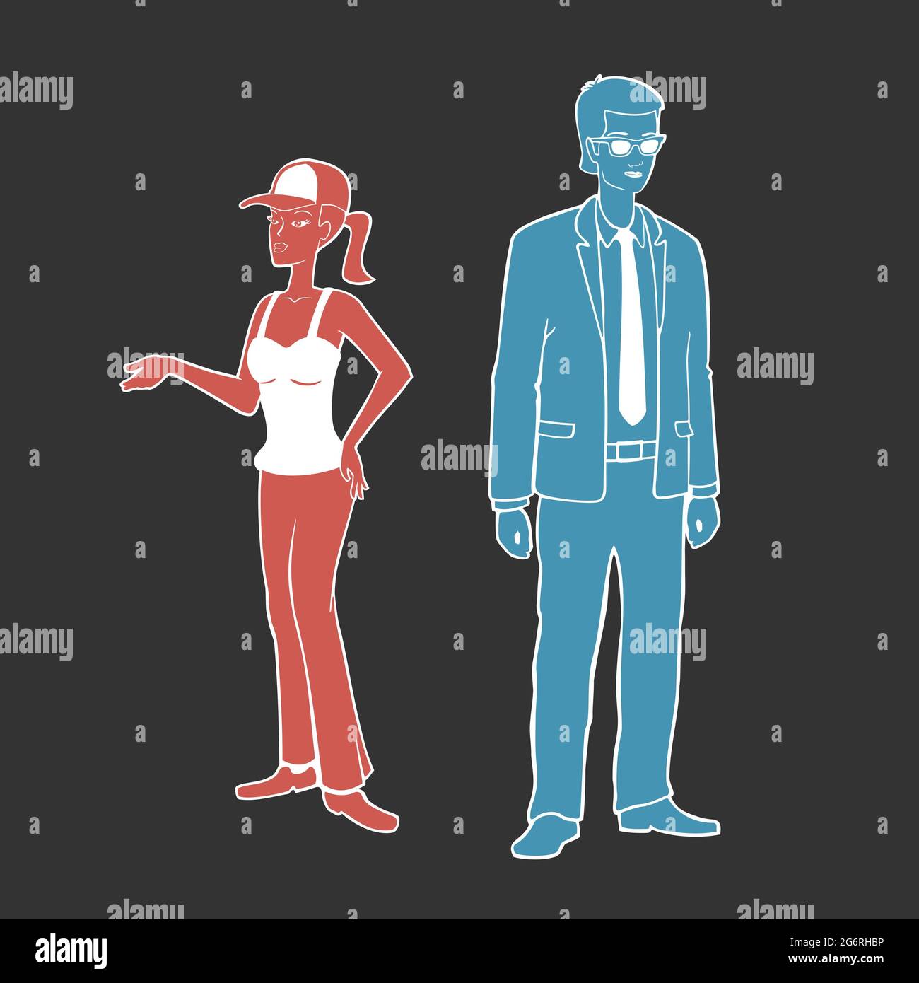 Vector illustration of a Guy and a Girl Stock Photo