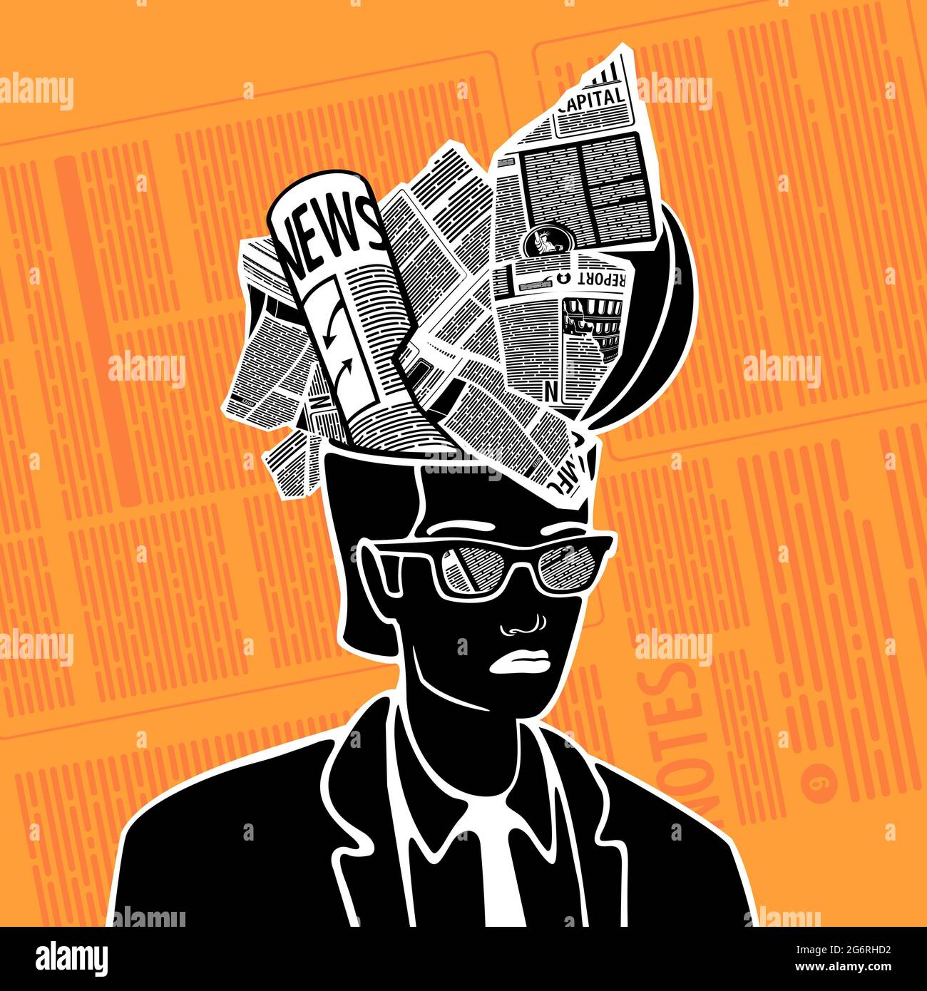 Illustration cartoon television news reader hires stock photography