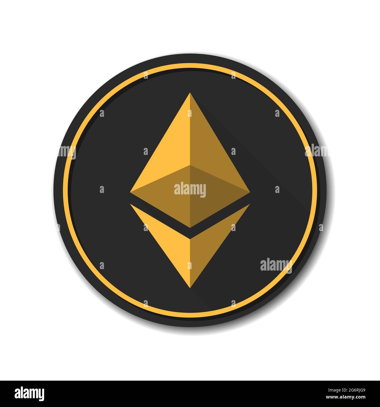 Ethereum crypto currency chrystal coin icon button illustration Stock Vector