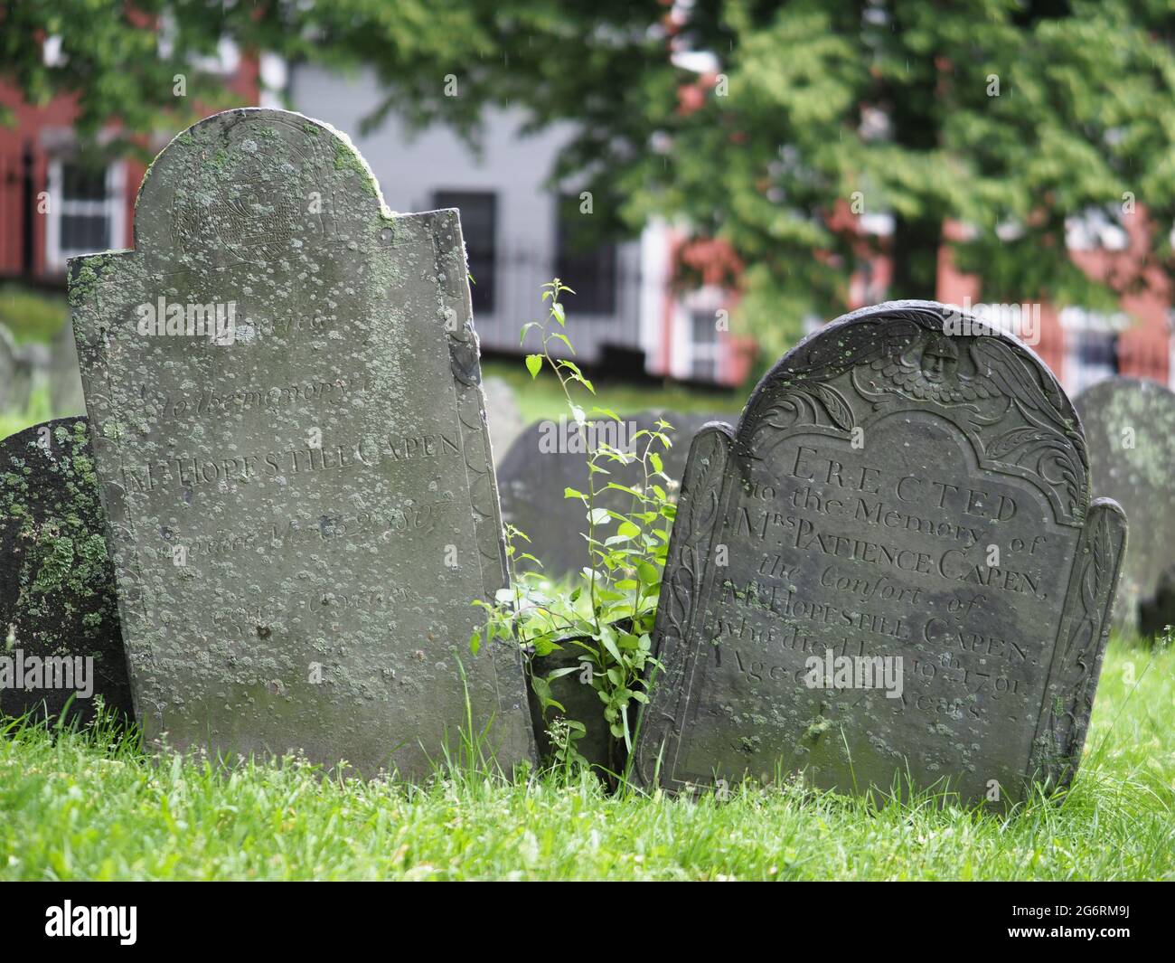 Image of two tombstones taken in the Copps Hill burying ground in ...