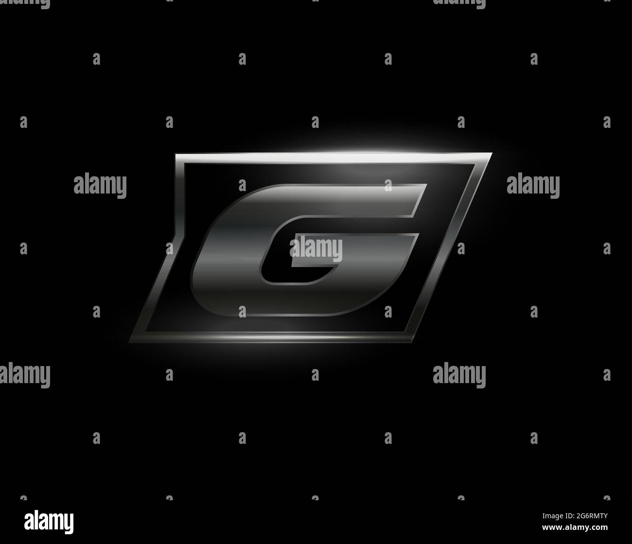 Carbon speed Letter G logo, dark matte metal carbon texture. Drive dynamic steel letter, turbo bold italic chrome logotype for automotive industrial Stock Vector