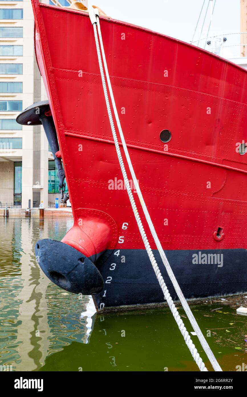 US Coast Guard Lightship Chesapeake, one of the Historic Ships in Baltimore maritime museum at Harborside in Baltimore's Inner Harbor. Stock Photo