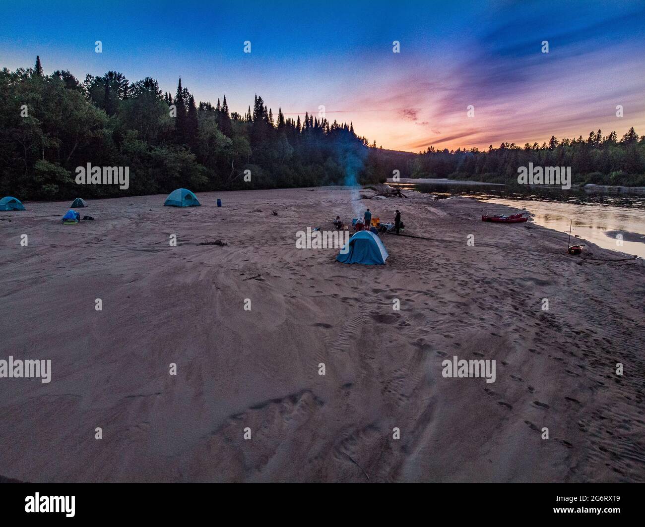 Canoe Camping Beach Stock Photo Alamy