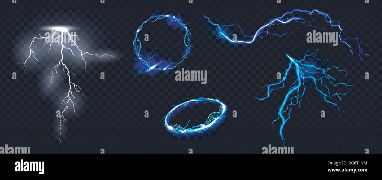 Blue lightning during night storm Stock Vector Images - Alamy