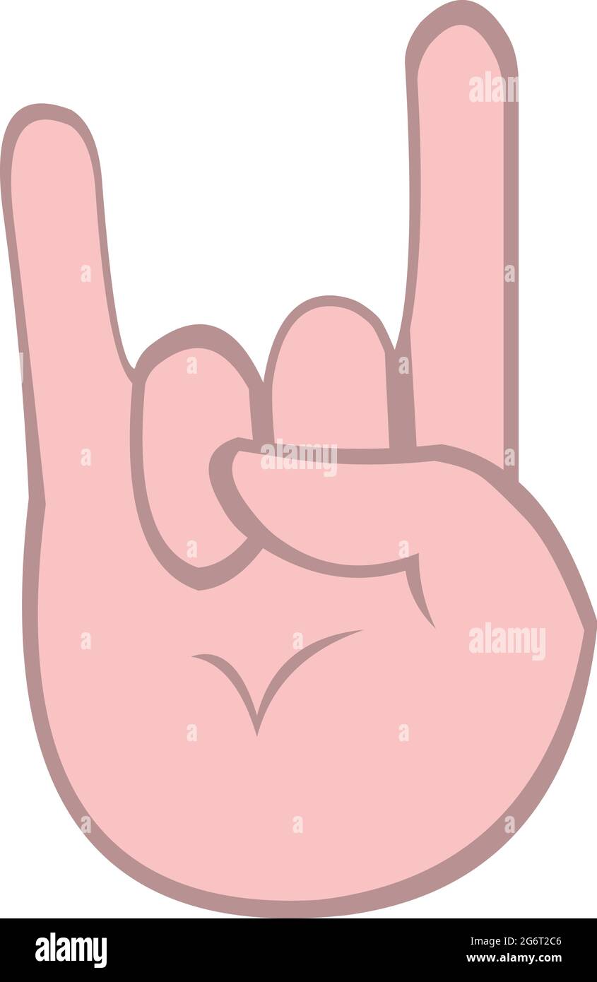 Vector emoticon illustration of a hand making horns with its fingers