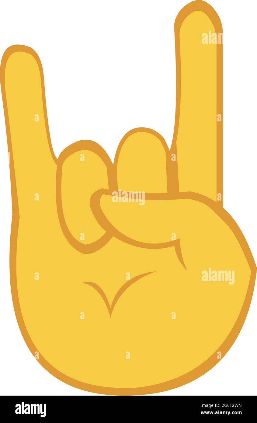 Vector emoticon illustration of a hand making horns with its fingers