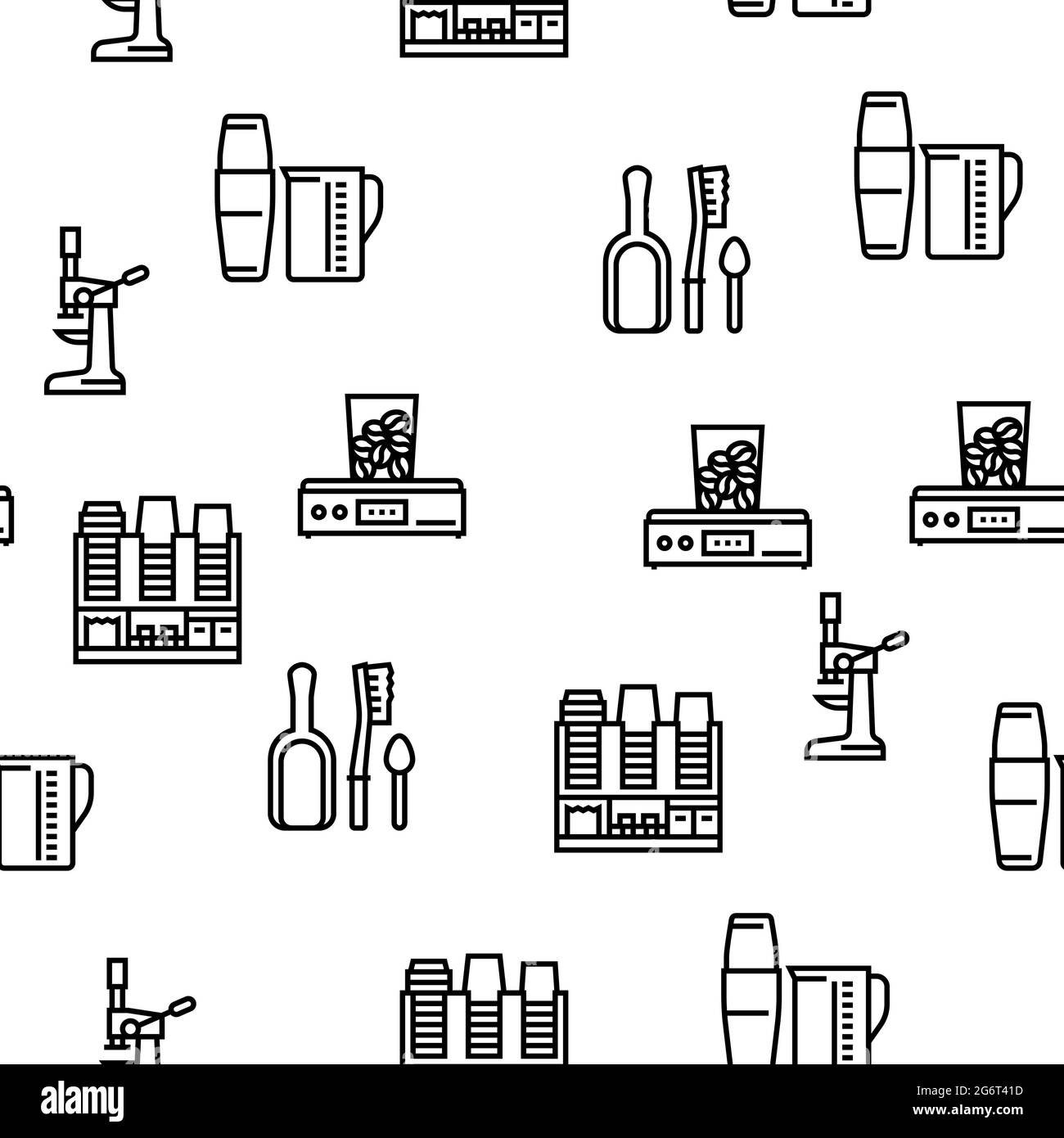 Coffee Shop Equipment Vector Seamless Pattern Stock Vector Image & Art ...