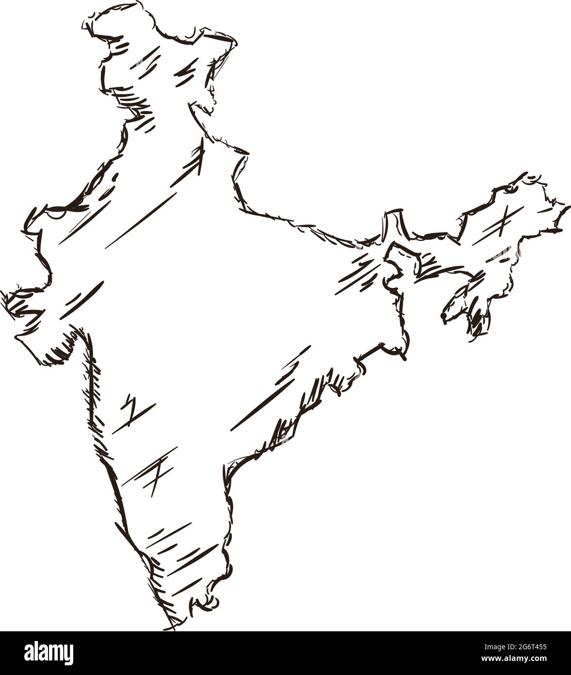 Outline sketch map asia Stock Vector Images - Alamy