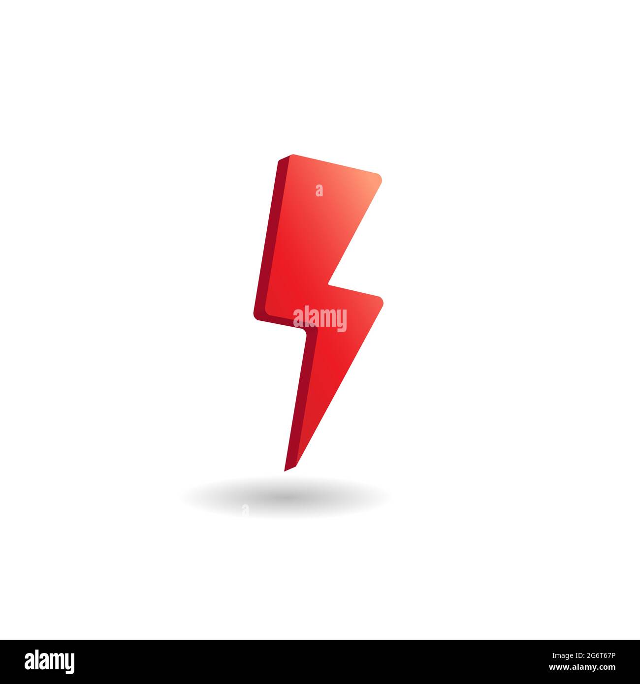 3D vector illustration of thunder bolt isolated on white color background. Design elements. Hot, red orange gradient. Included graphic style. Stock Vector