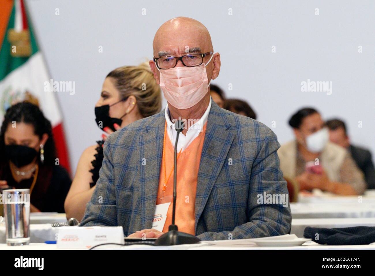 MEXICO CITY, MEXICO - JULY 5: Tthe senator of the republic and founder of  the Citizen Movement party, Dante Delgado, during the XXI Session of the  National Council on July 5, 2021