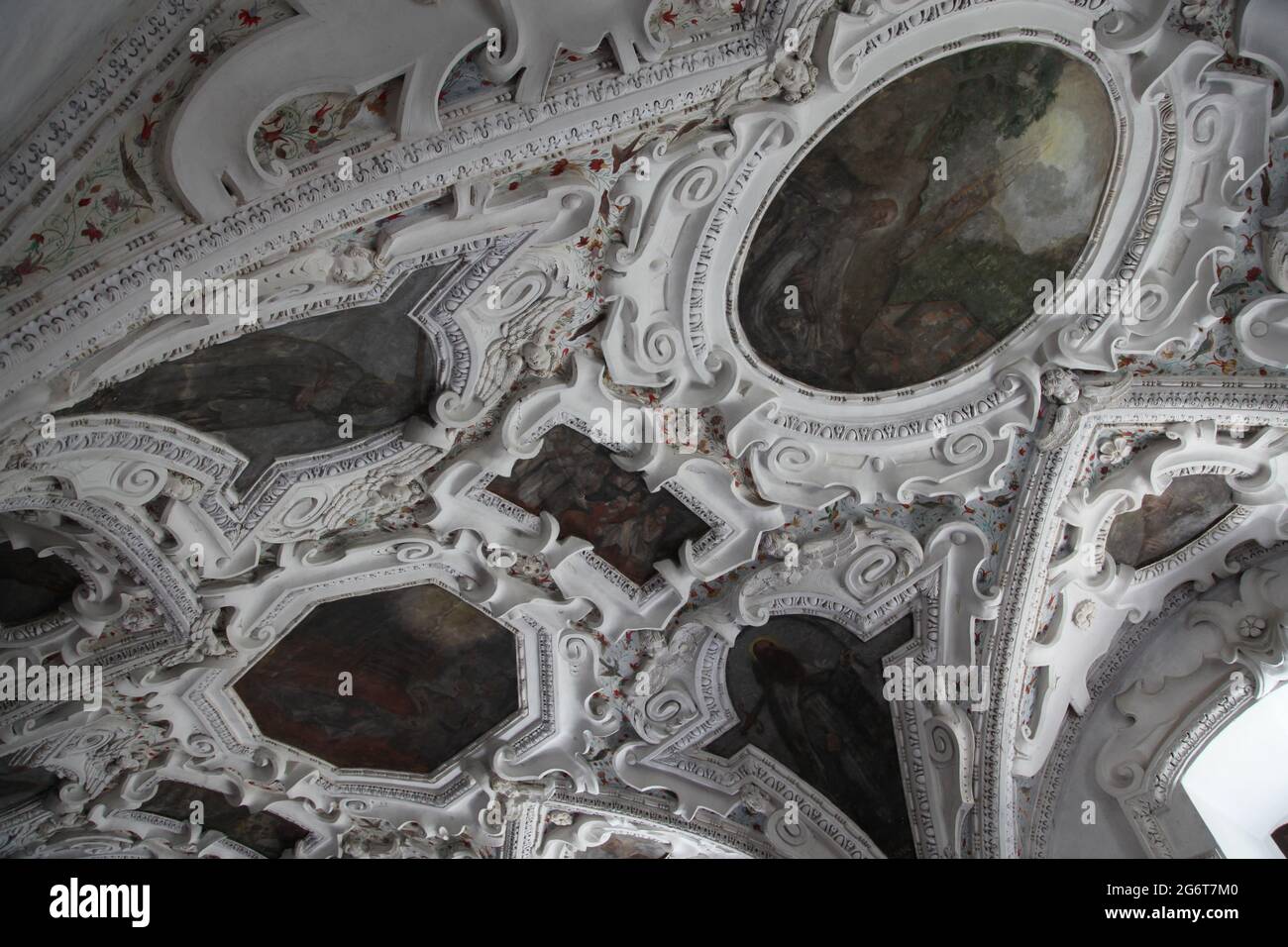 Camaldolese complex in Rytwiany, church in camaldolese complex, the interior of the baroque church, hermitage of golden forest Stock Photo