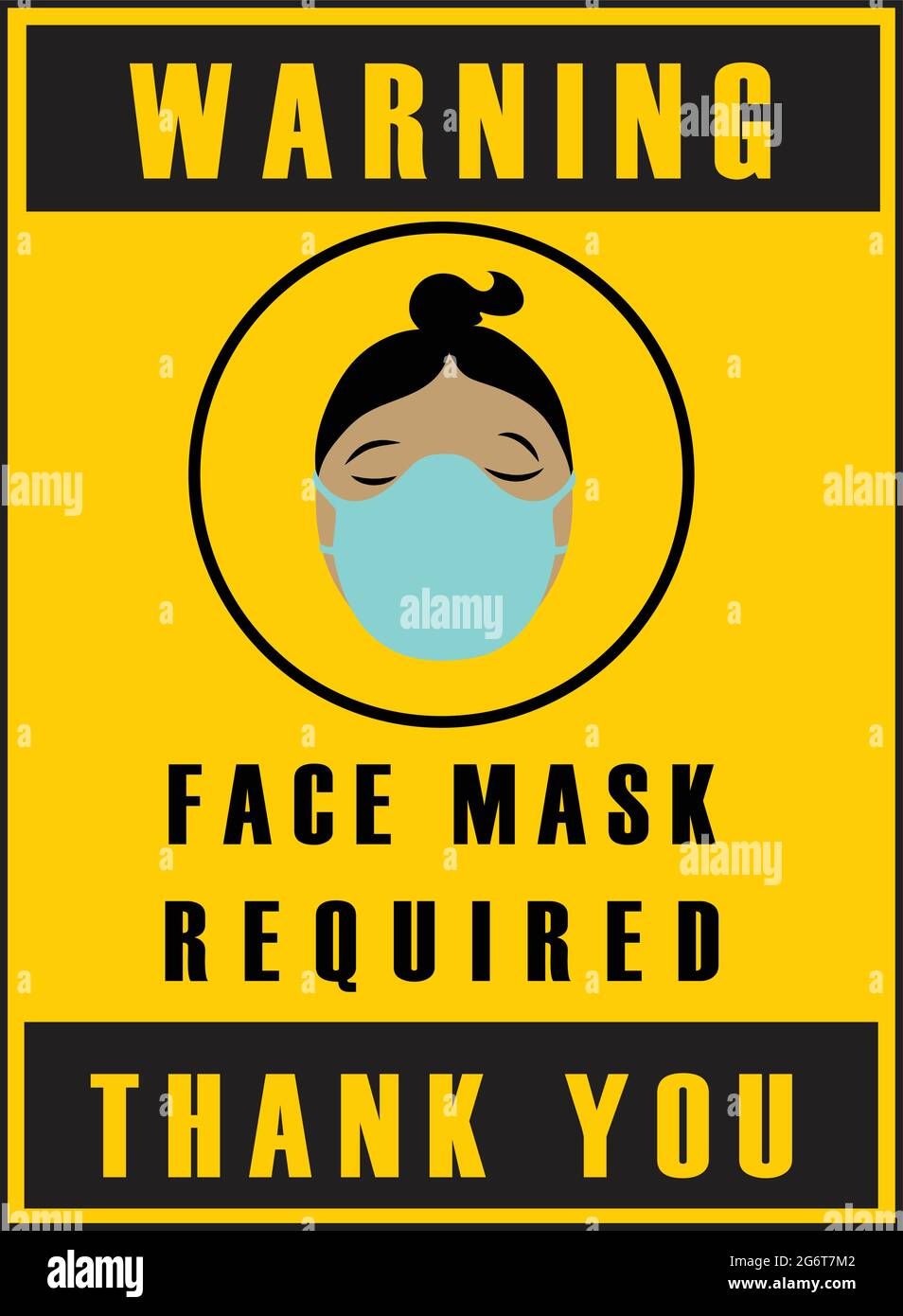 Face mask required sign. New normal wearing mask icons. Women wearing masks. Stock Vector