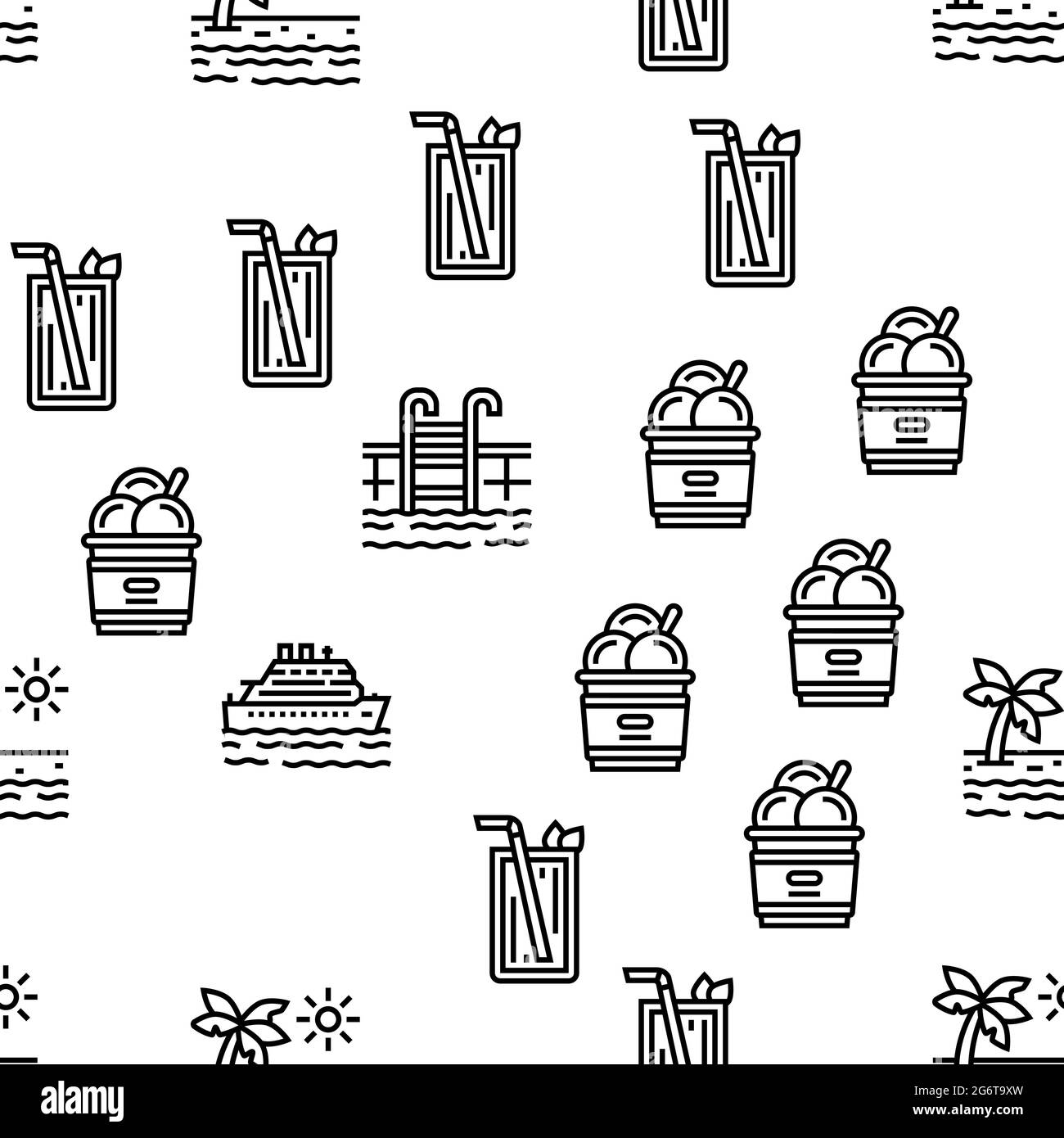 Summer Vacation Travel Vector Seamless Pattern Stock Vector Image & Art ...