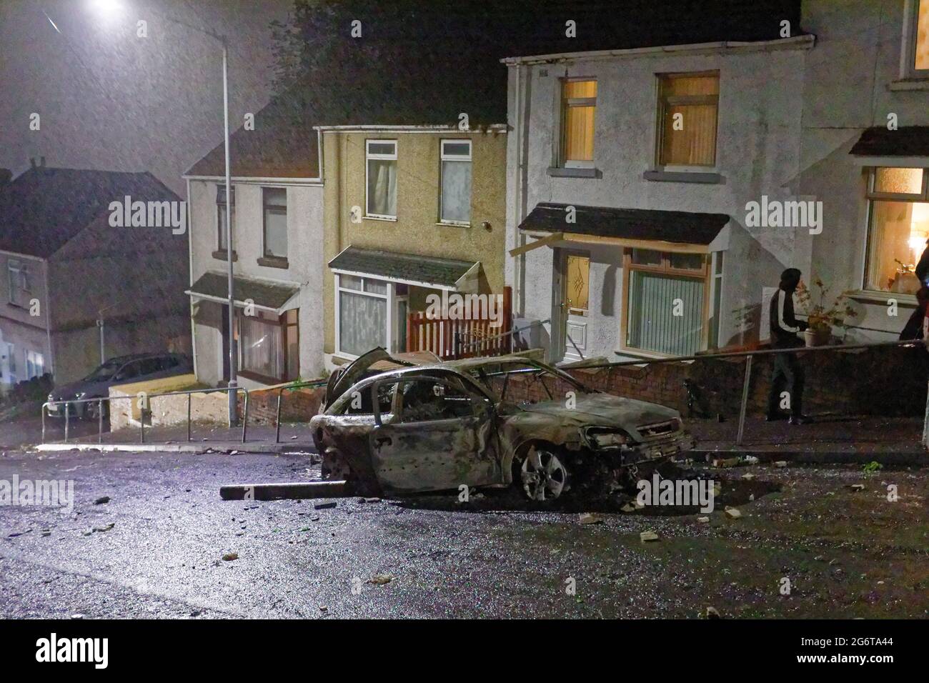 Pictured The burned out cars in WaunWen Road in the Mayhill area of