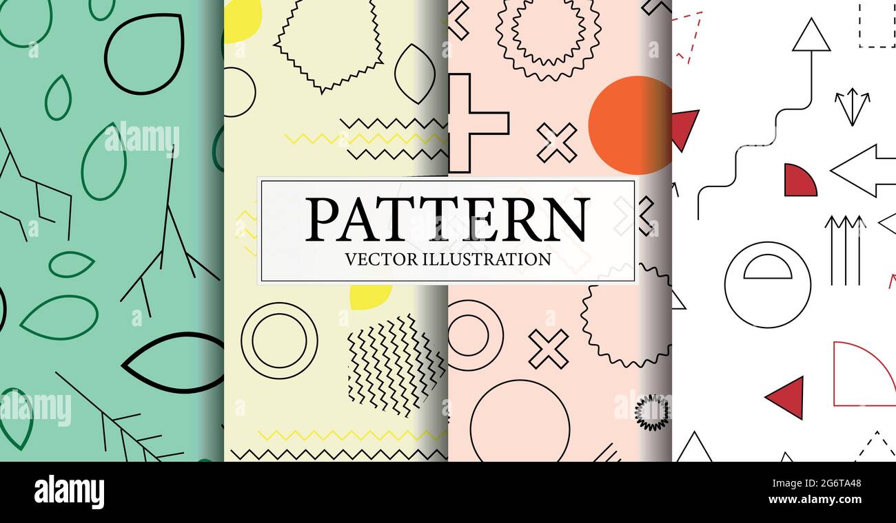 Assembly of seamless patterns, abstract shapes - Vector illustration ...