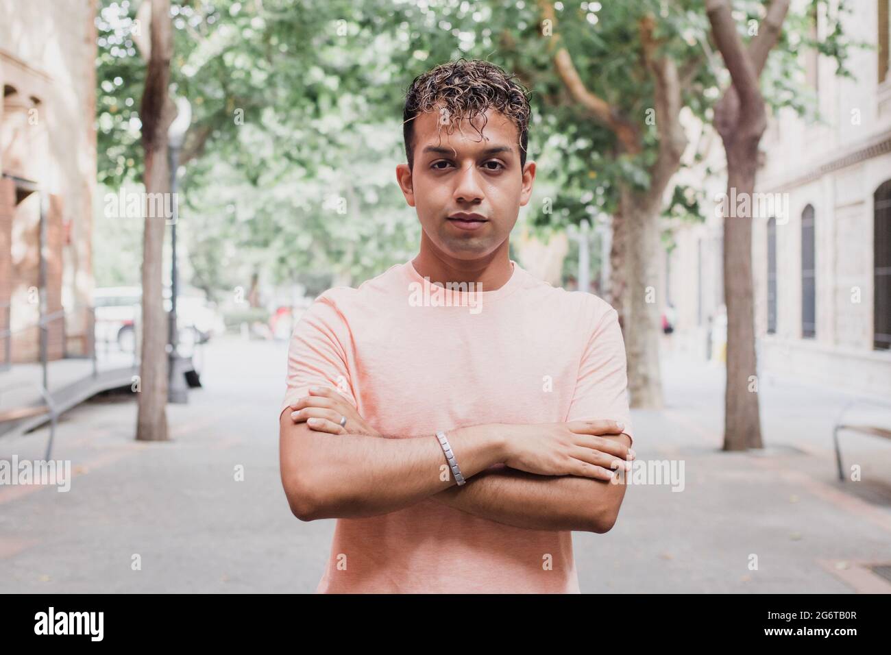 Portrait of latin guy, confident pose looking at the camera Stock Photo