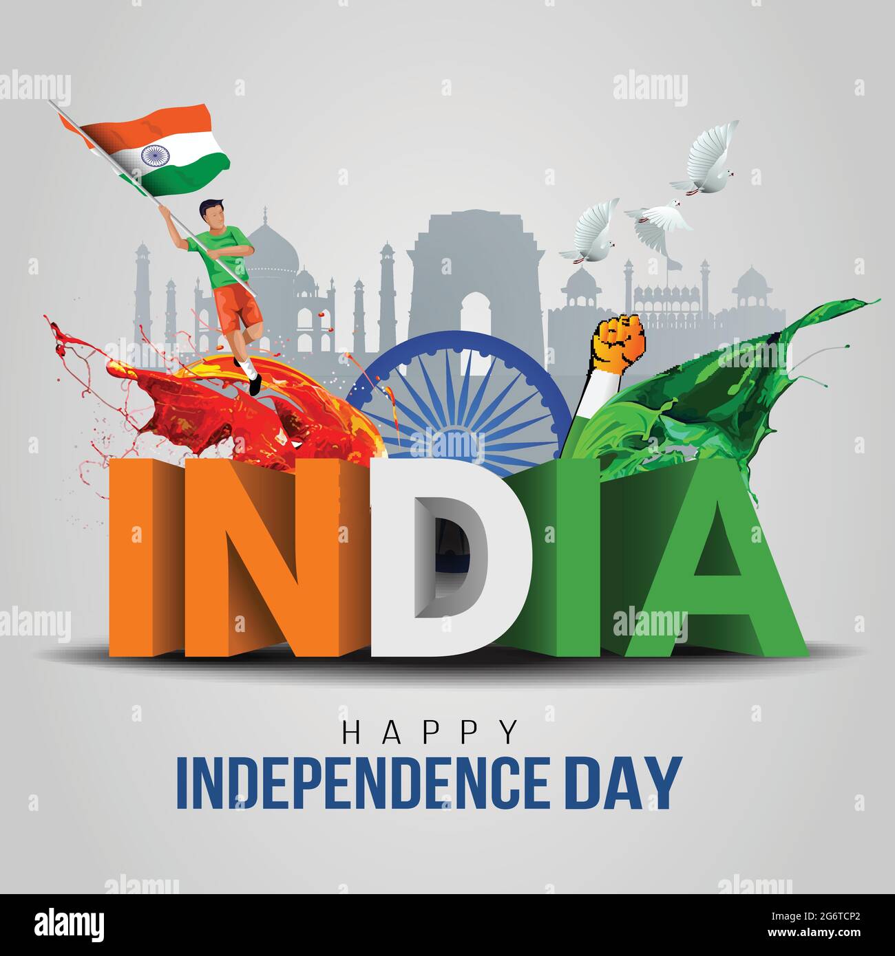 Indian happy Independence Day celebrations with stylish 3d India ...