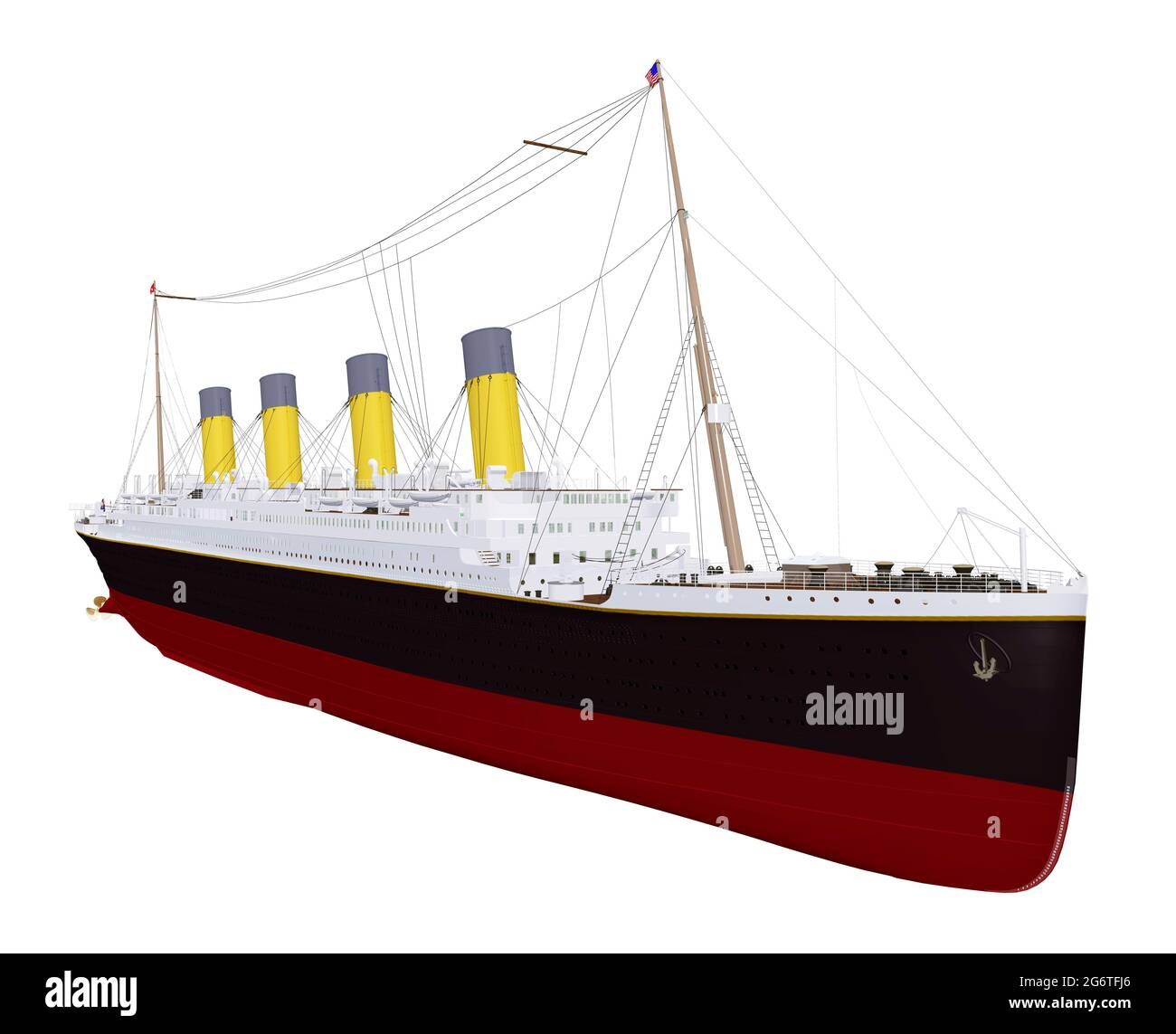 Historical ship Titanic isolated on white background Stock Photo