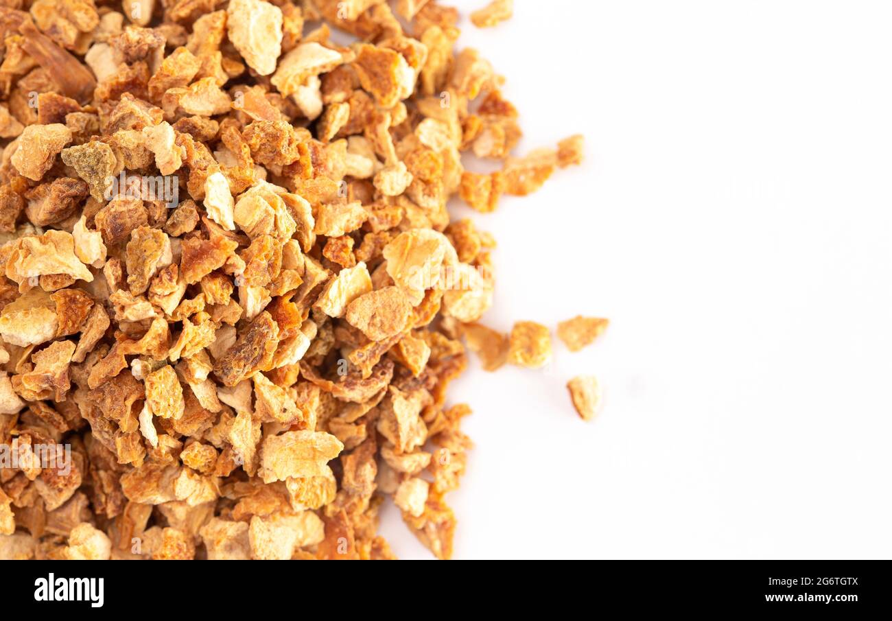 Dehydrated Lemon Peel Isolated on a White Background Stock Photo