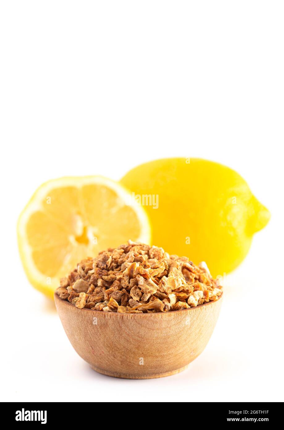 Dehydrated Lemon Peel Isolated on a White Background Stock Photo