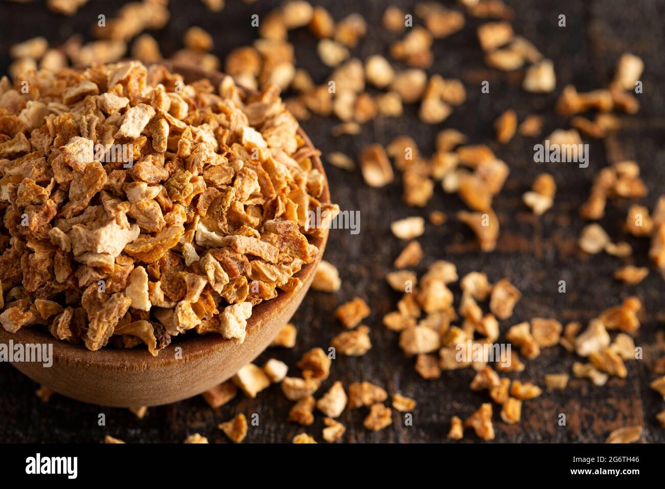 Dehydrated Lemon Peel on a Rustic Wooden Table Stock Photo