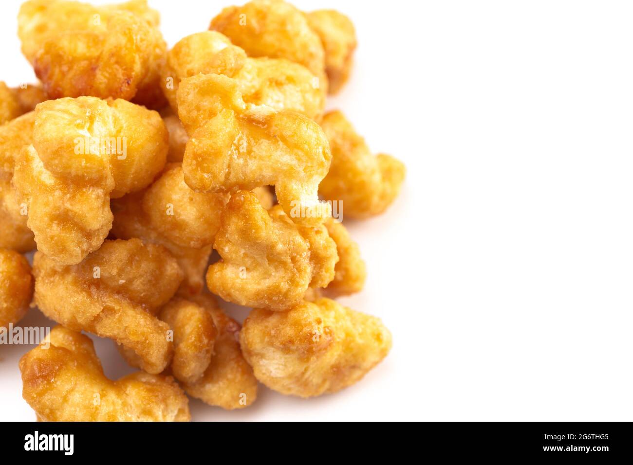 Caramel Puff Corn Popcorn Isolated on a White Background Stock Photo