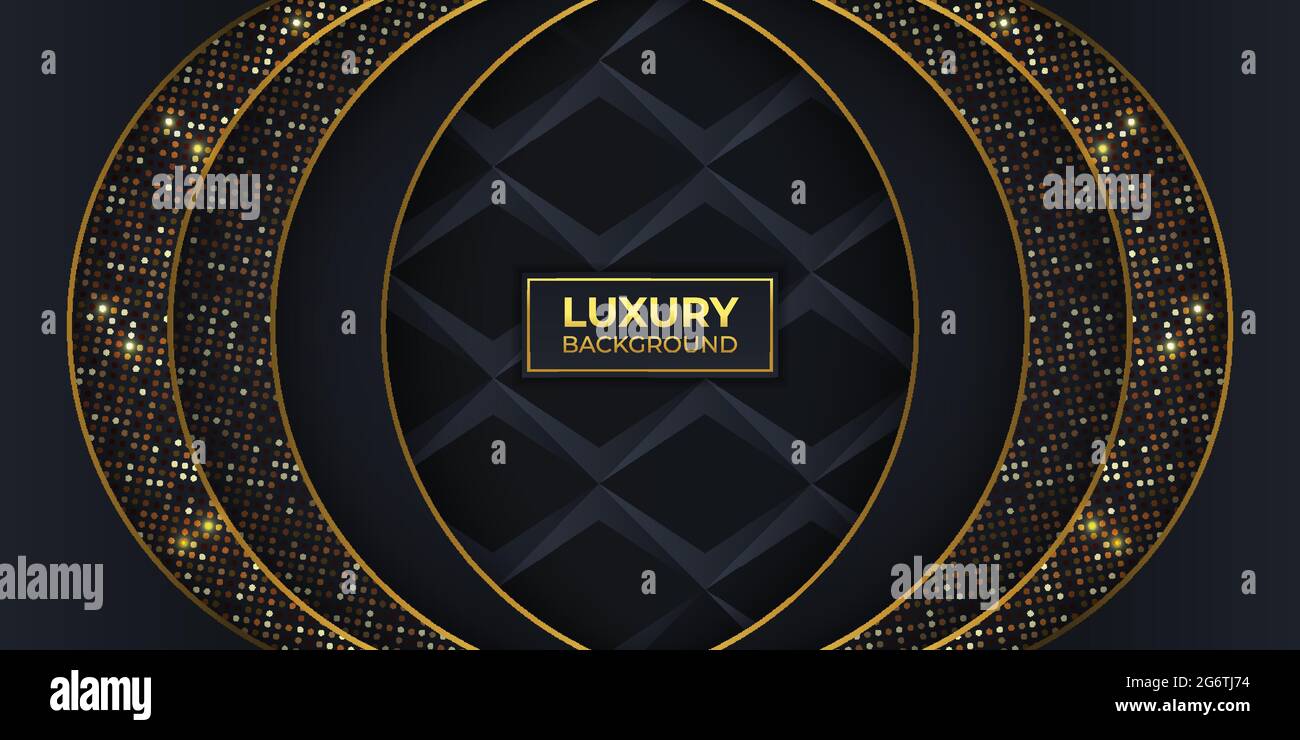 black and golden luxury background in horizontal editable vector image Stock Vector