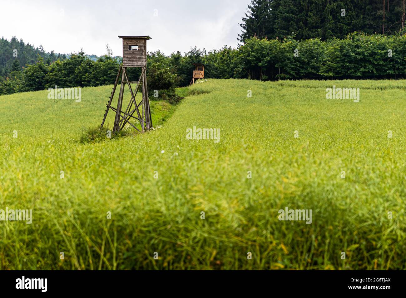 High stand in the landscape of Lautertal, Germany Stock Photo