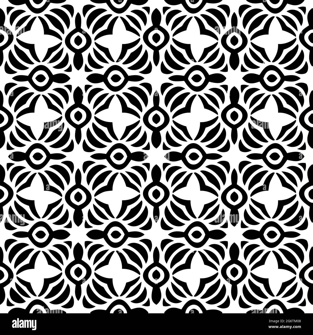Seamless vector pattern in geometric ornamental style. Black and white ...