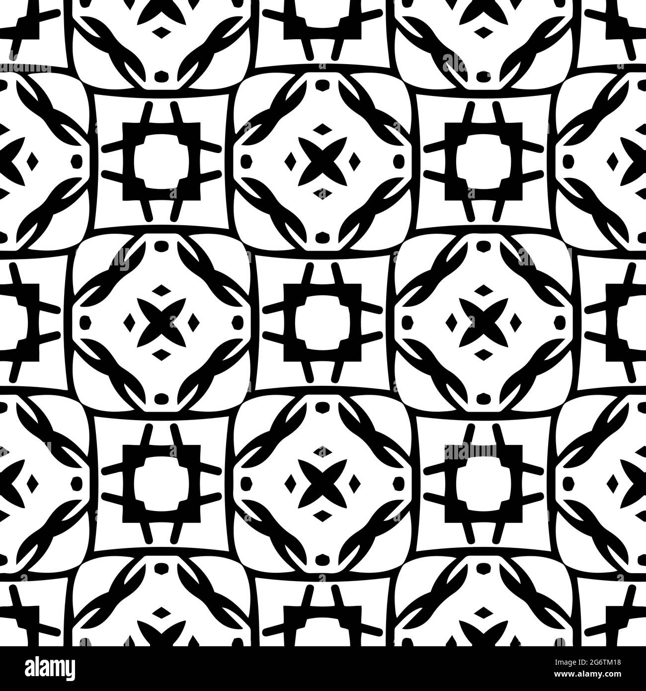 Seamless vector pattern in geometric ornamental style. Black and white ...