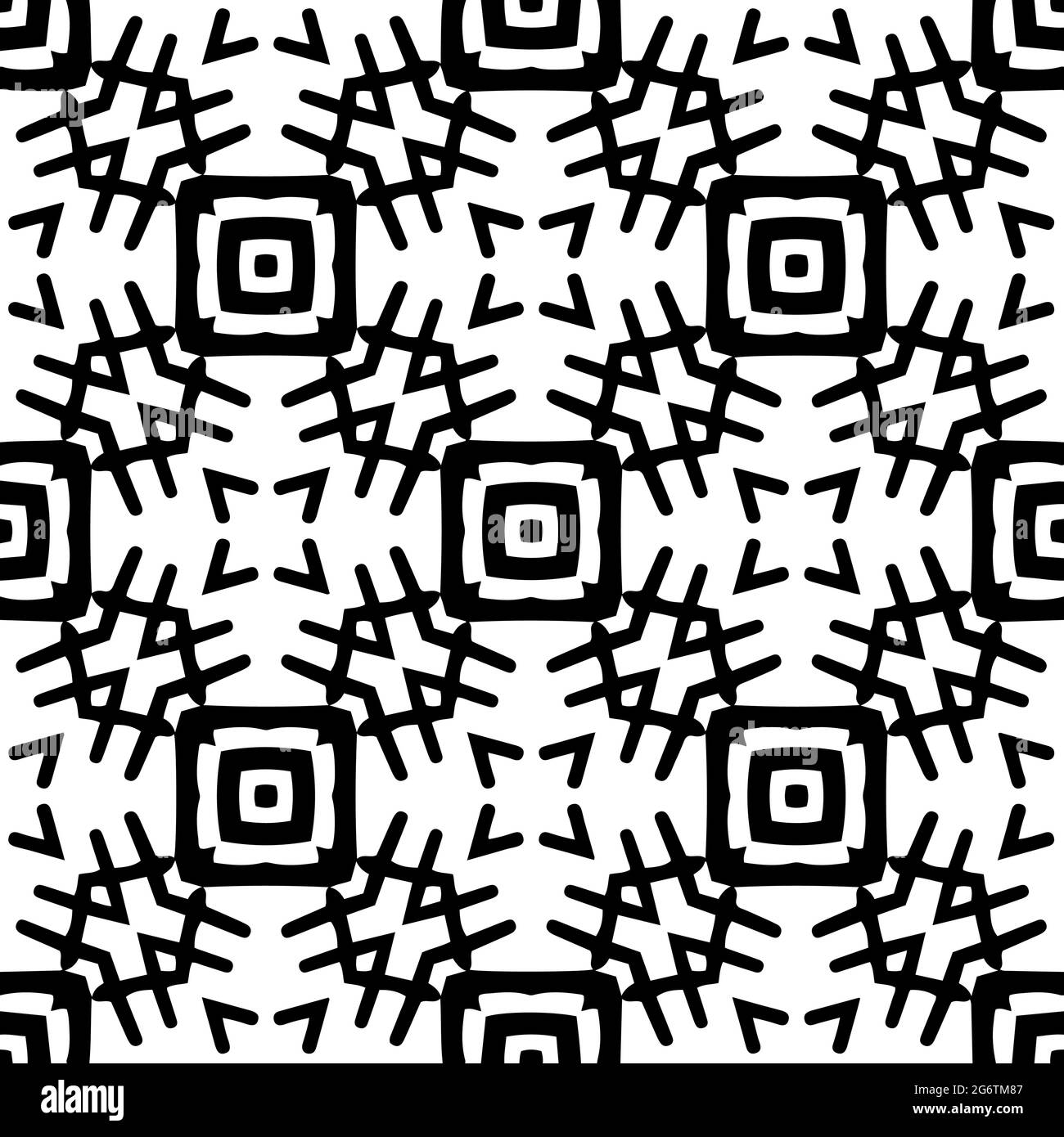 Seamless vector pattern in geometric ornamental style. Black and white ...