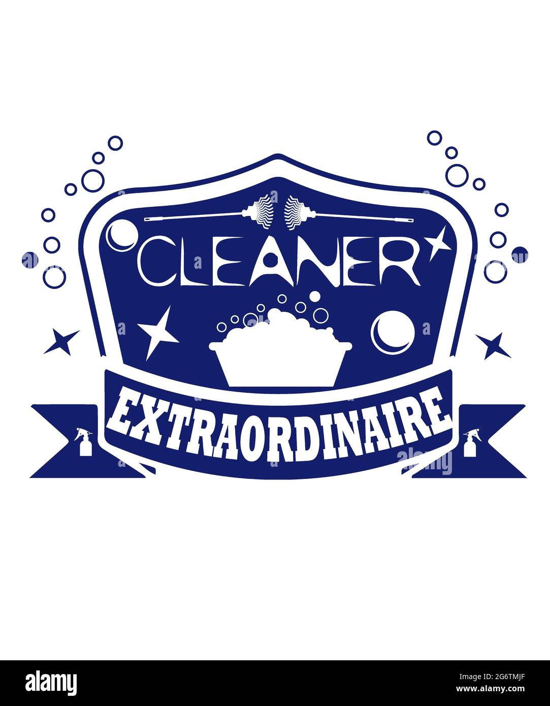 cleaner extraordinaire graphic illustration with soap bubbles for