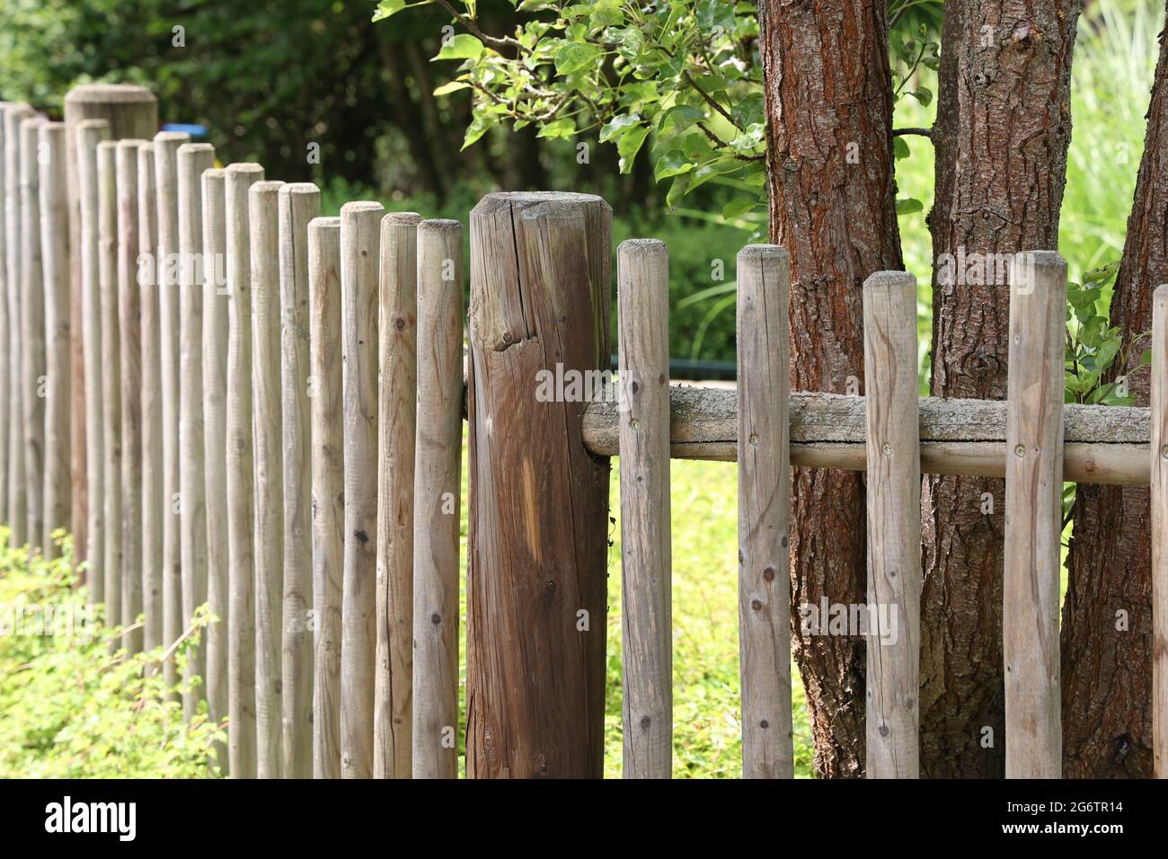 Gray wooden fence close up in the park Stock Photo - Alamy
