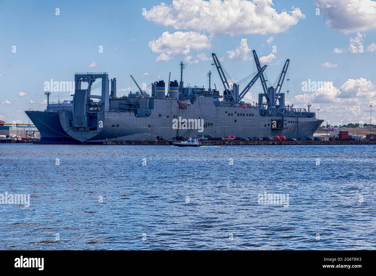 USNS Gordon, a roll-on/roll-off vehicle cargo ship assigned to the Military Sealift Command and maintained at Canton, Baltimore, near Fort McHenry. Stock Photo