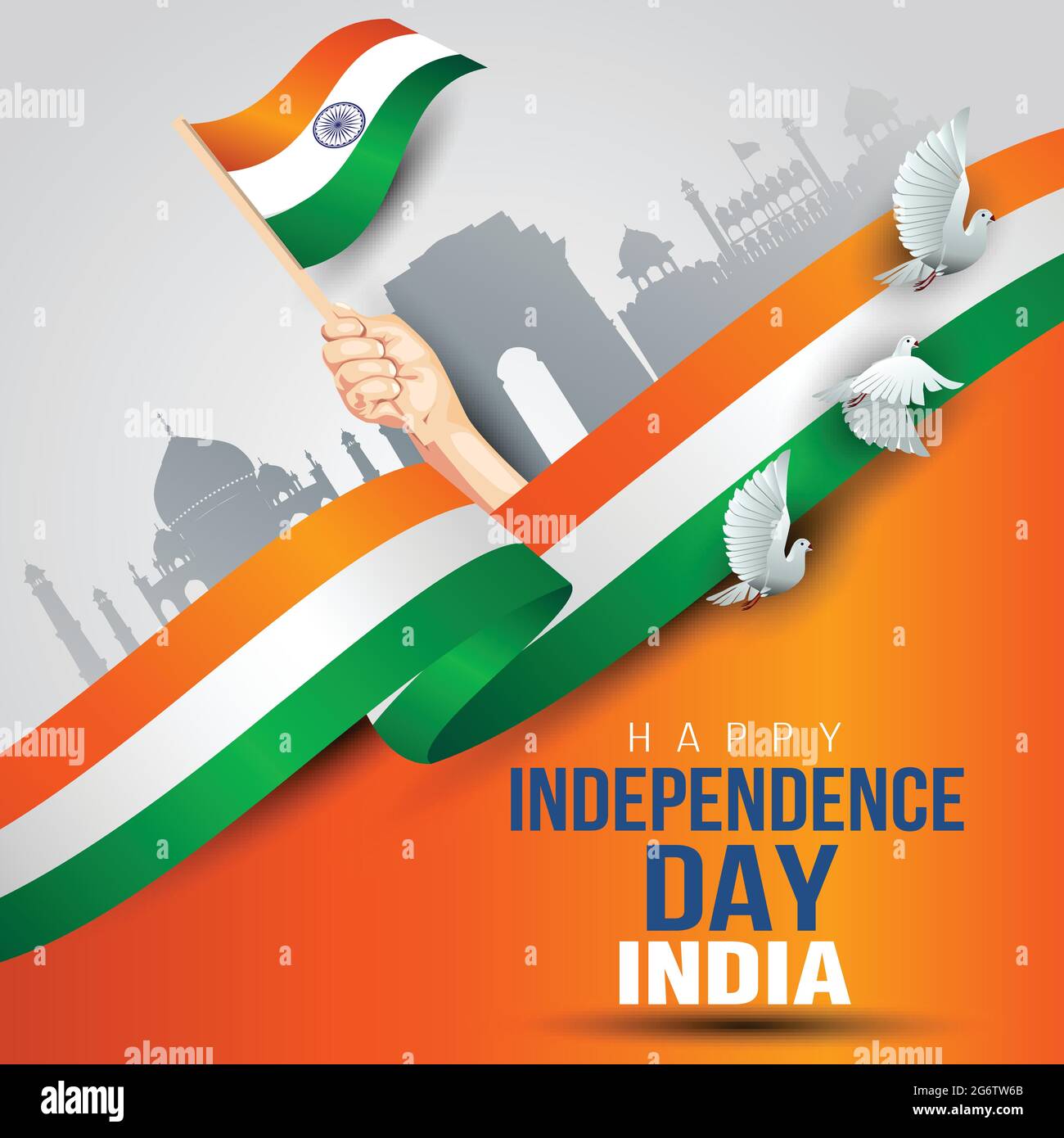 happy independence day india 15th august. hands holding with Indian flag. vector illustration design. Stock Vector