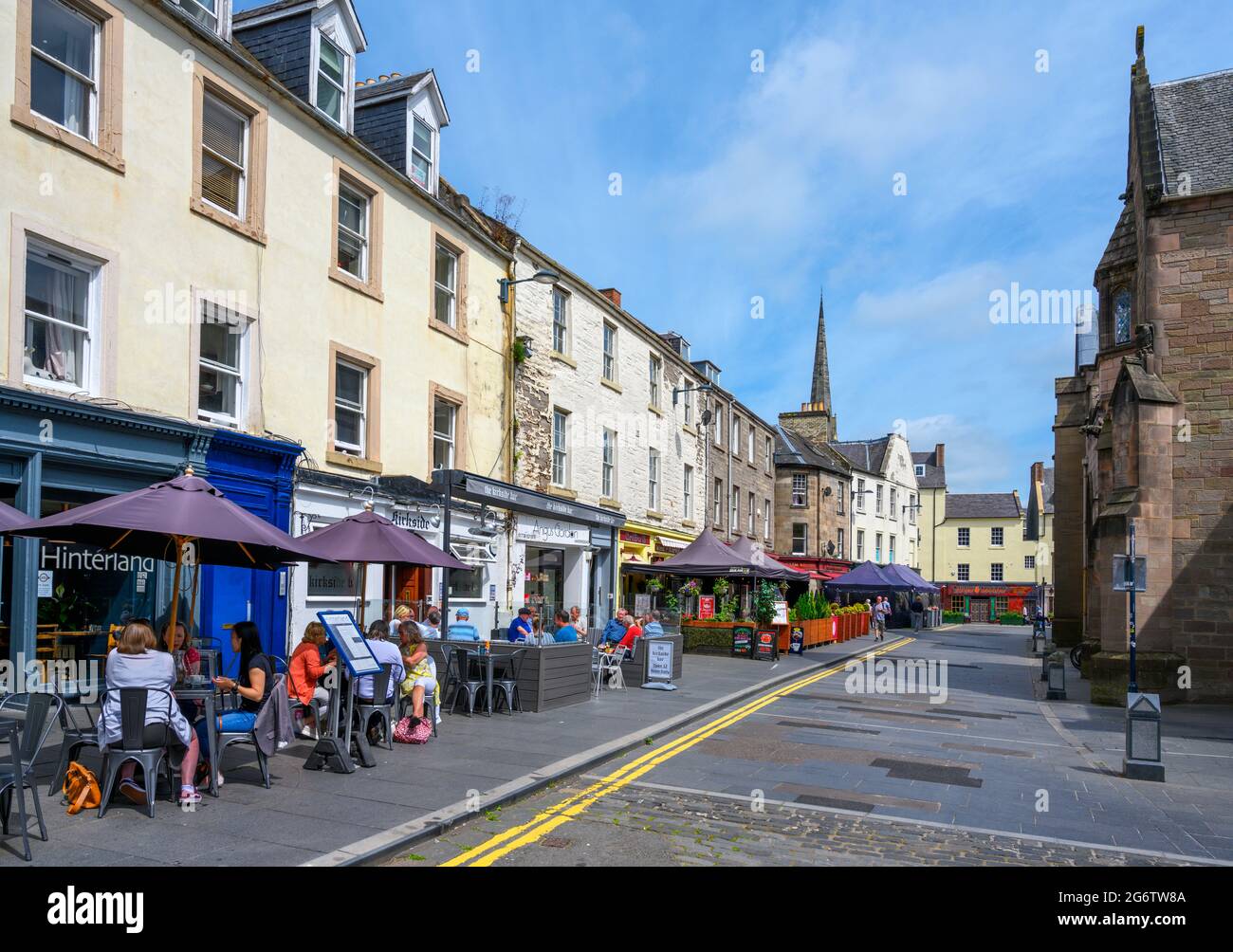 Cafes and bars on St John's Place in the town centre, Perth, Scotland, UK Stock Photo