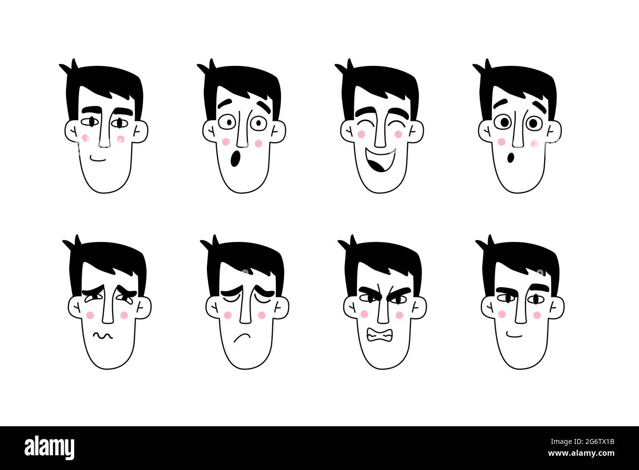 Man face expression. Guy face facial expressions Stock Vector Image