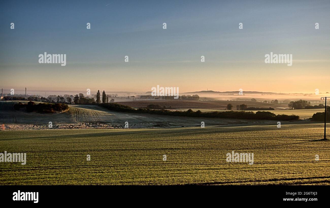 Landschaft im Nebel, Landscape in the fog Stock Photo
