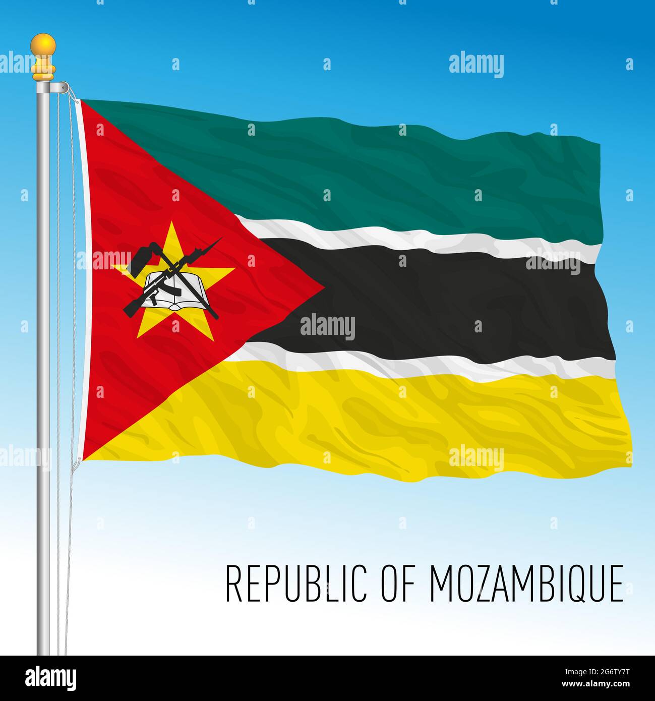 Mozambique official national flag, african country, vector illustration Stock Vector