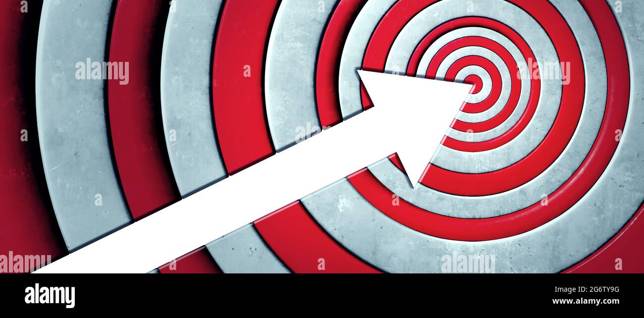 Success goal and hitting the target as a positive concept with an arrow ...