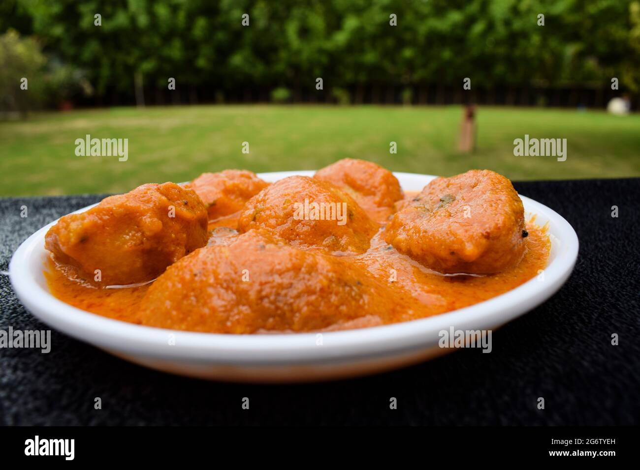 popular punjabi North Indian side dish Dum aloo with gravy. Indian food