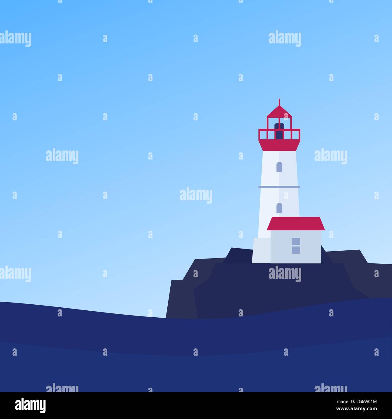 Lighthouse on the coast in the daytime, vector Stock Vector Image & Art ...