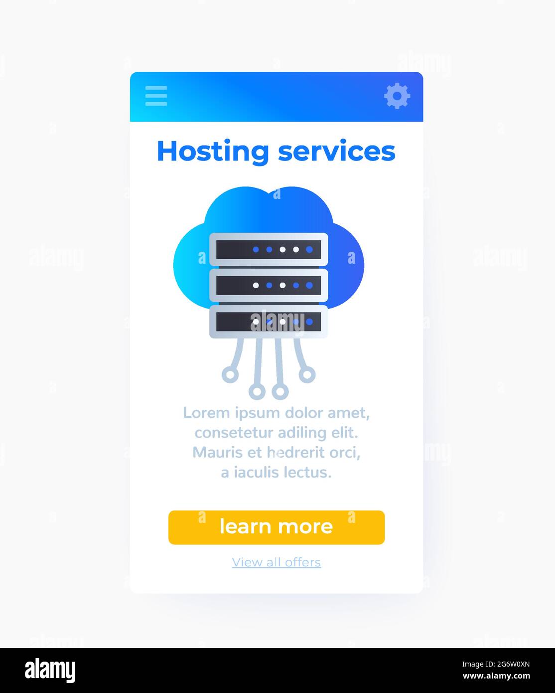 hosting services, mobile app ui design, vector Stock Vector Image & Art