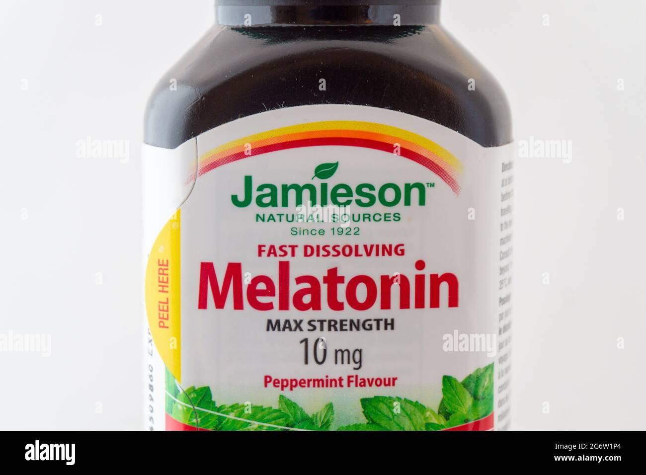 Jamieson Natural Sources Melatonin 10 mg extra strength in plastic bottle Stock Photo