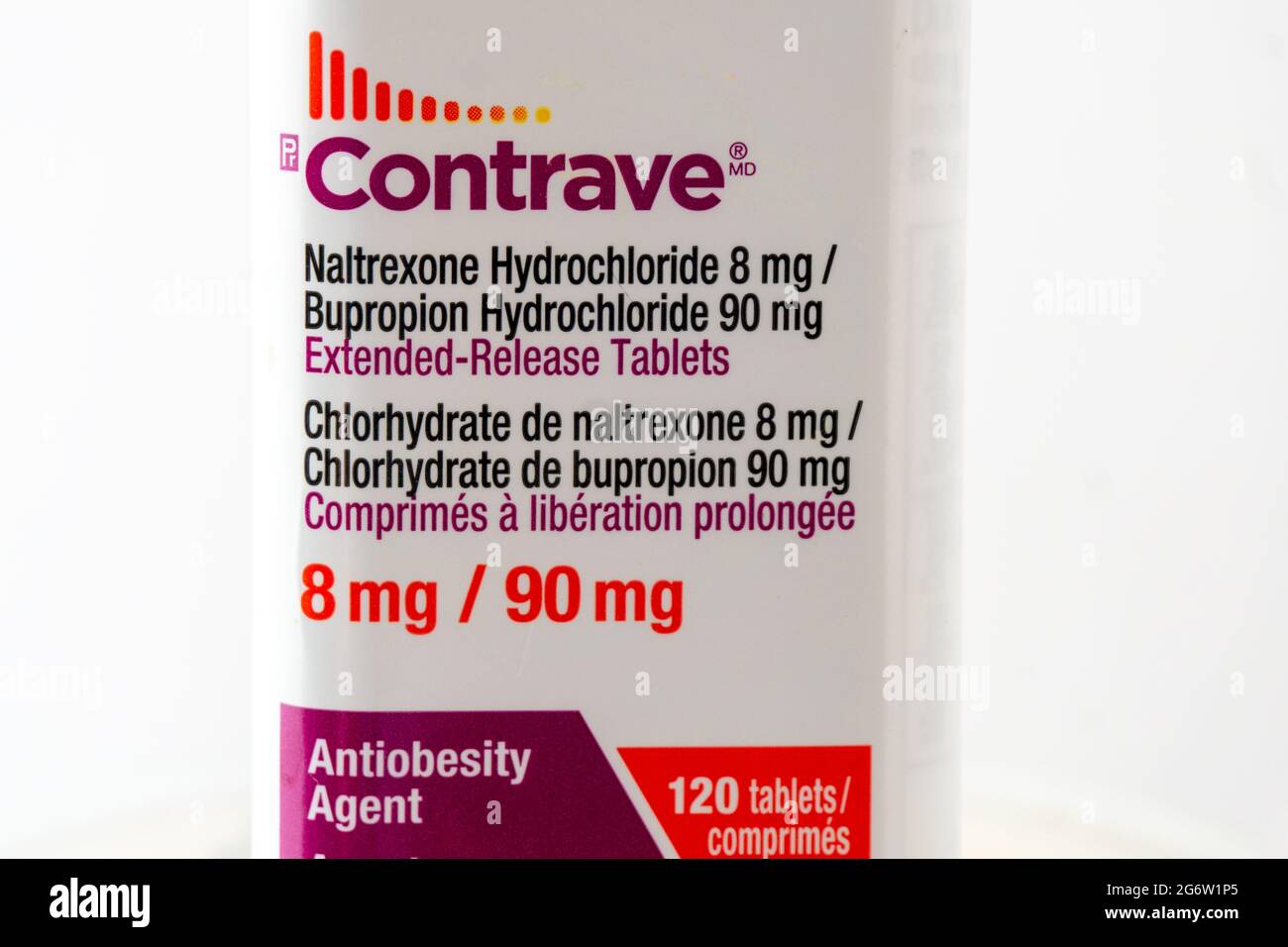Contrave a weight management prescription medication by Valeant Pharmaceuticals Stock Photo