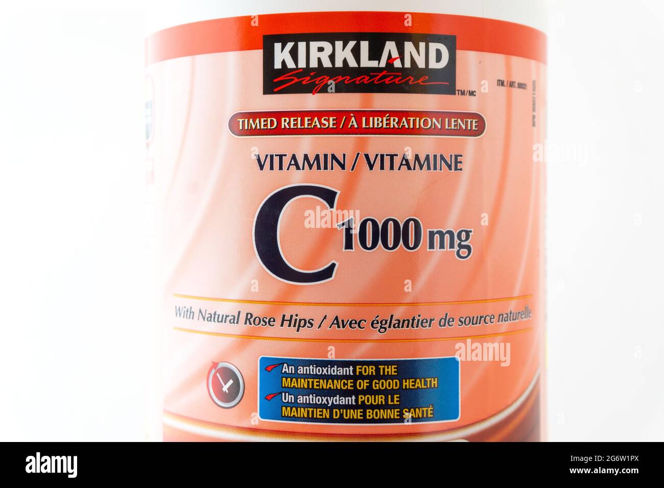 Kirkland Signature Vitamin C 1000mg in plastic bottle Stock Photo