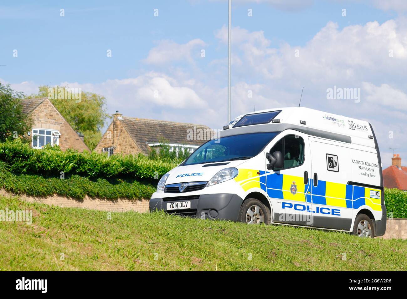 Police mobile speed camera van in operation on Leeds Road in  Rothwell,Leeds,West Yorkshire,UK Stock Photo - Alamy