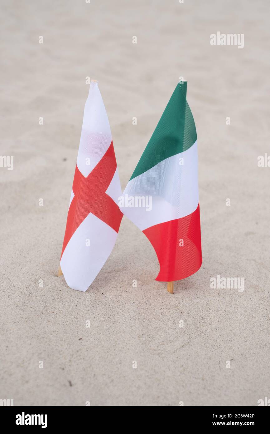 Italy and England national teams meet in in the final. Europe soccer. Stock Photo