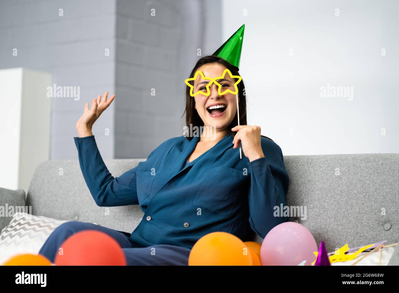 Virtual Online Birthday Party Video Conference Chat Stock Photo Alamy