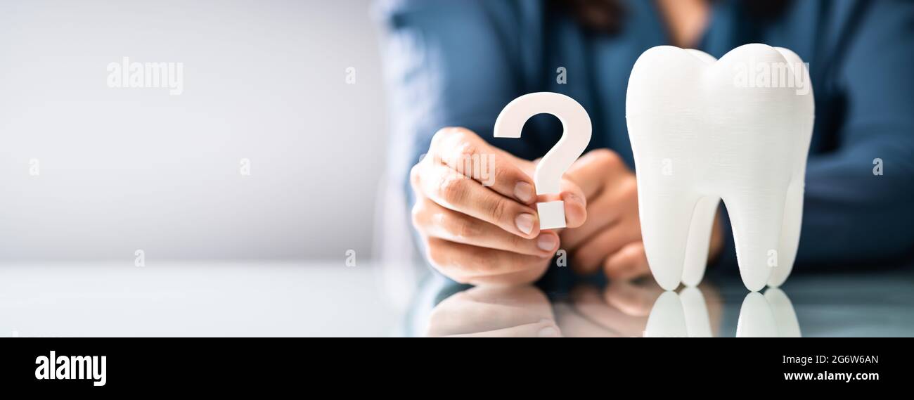 Woman Dental Teeth Question Mark. Dentist FAQs Stock Photo Alamy